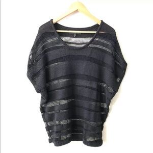 Rag Bone Mesh Knit Sweater Top Size XS/S Women's Black